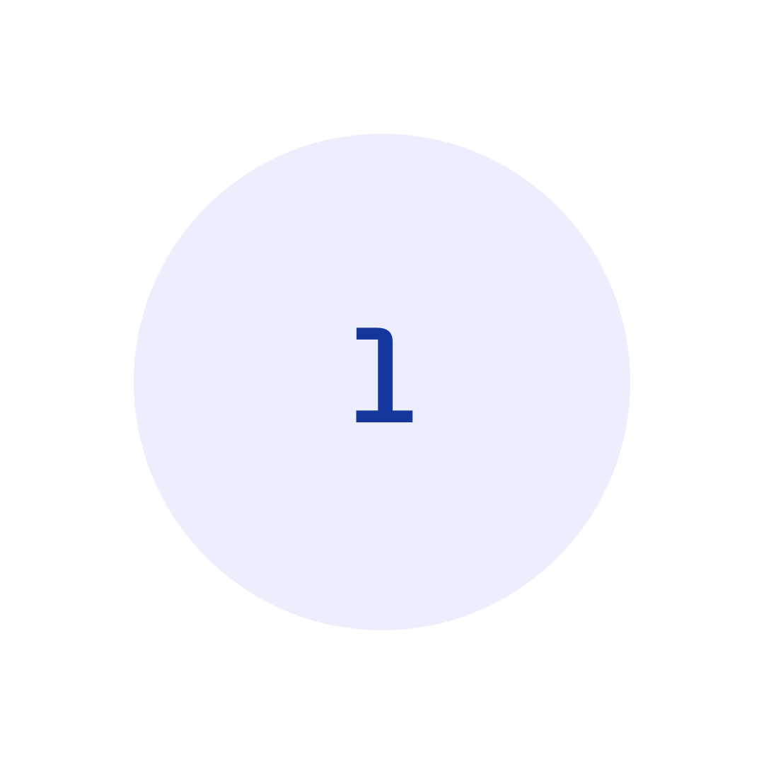 The number 1 is in a blue circle on a white background.