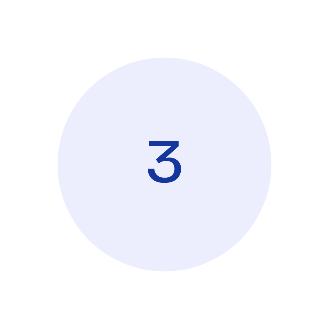 A blue circle with the number three inside of it.