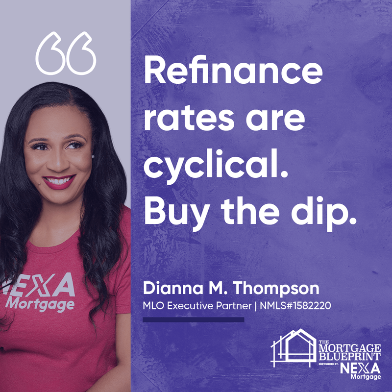 | Dianna Thompson |  A woman in a red shirt says refinance rates are cyclical buy the dip