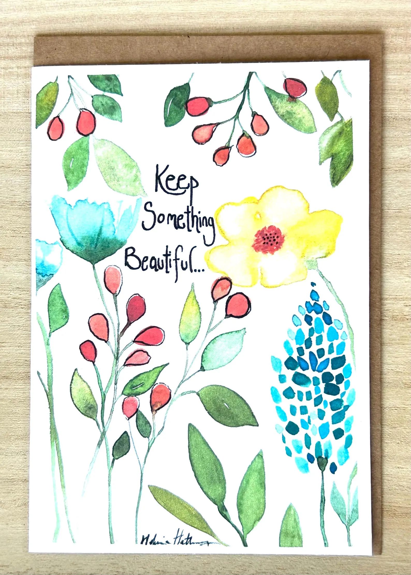 Watercolor floral card with 