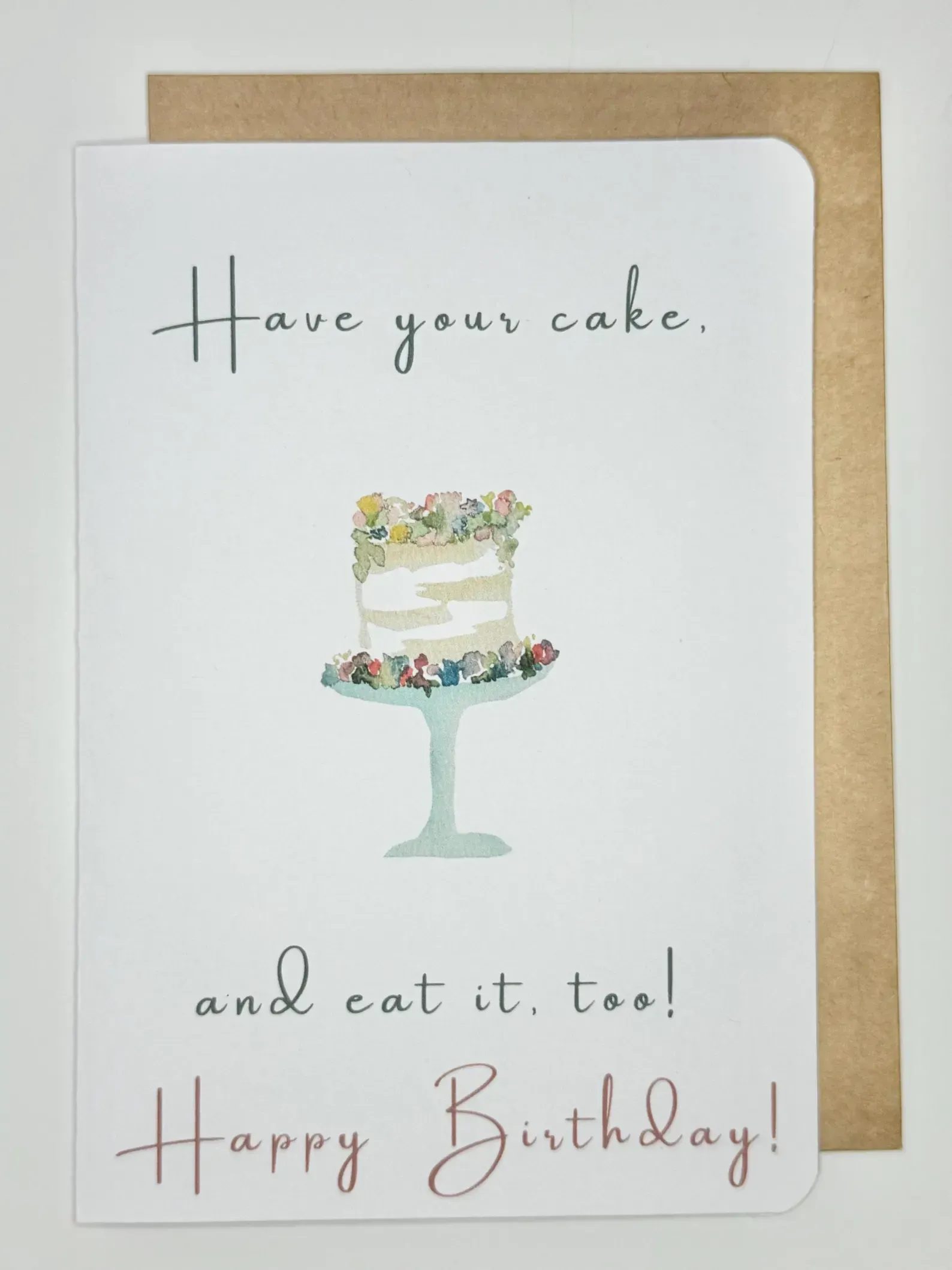 Birthday card with cake illustration and the words 