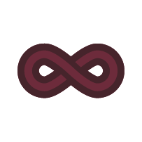 A maroon infinity symbol on a white background.