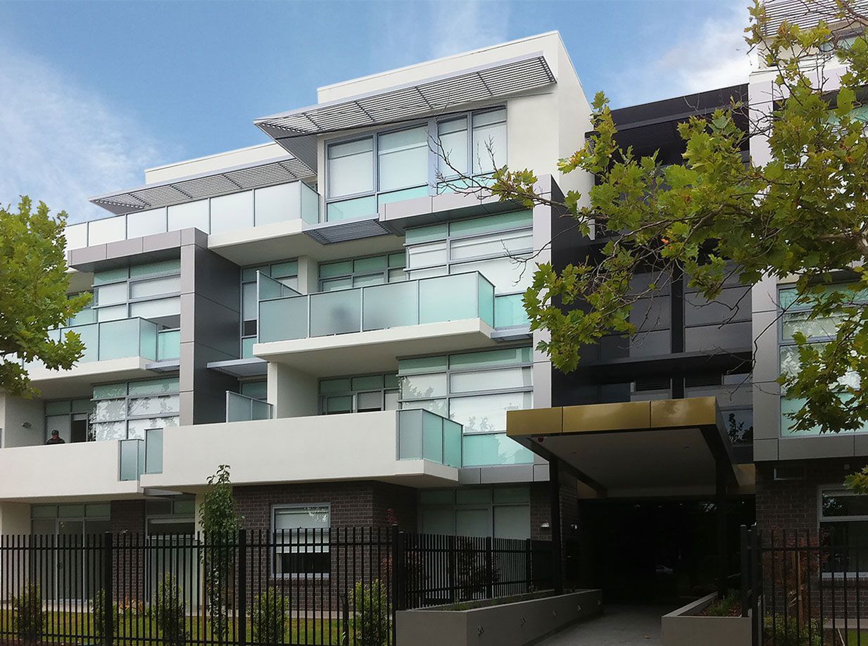 translucent for privacy glass balustrade on apartment complex