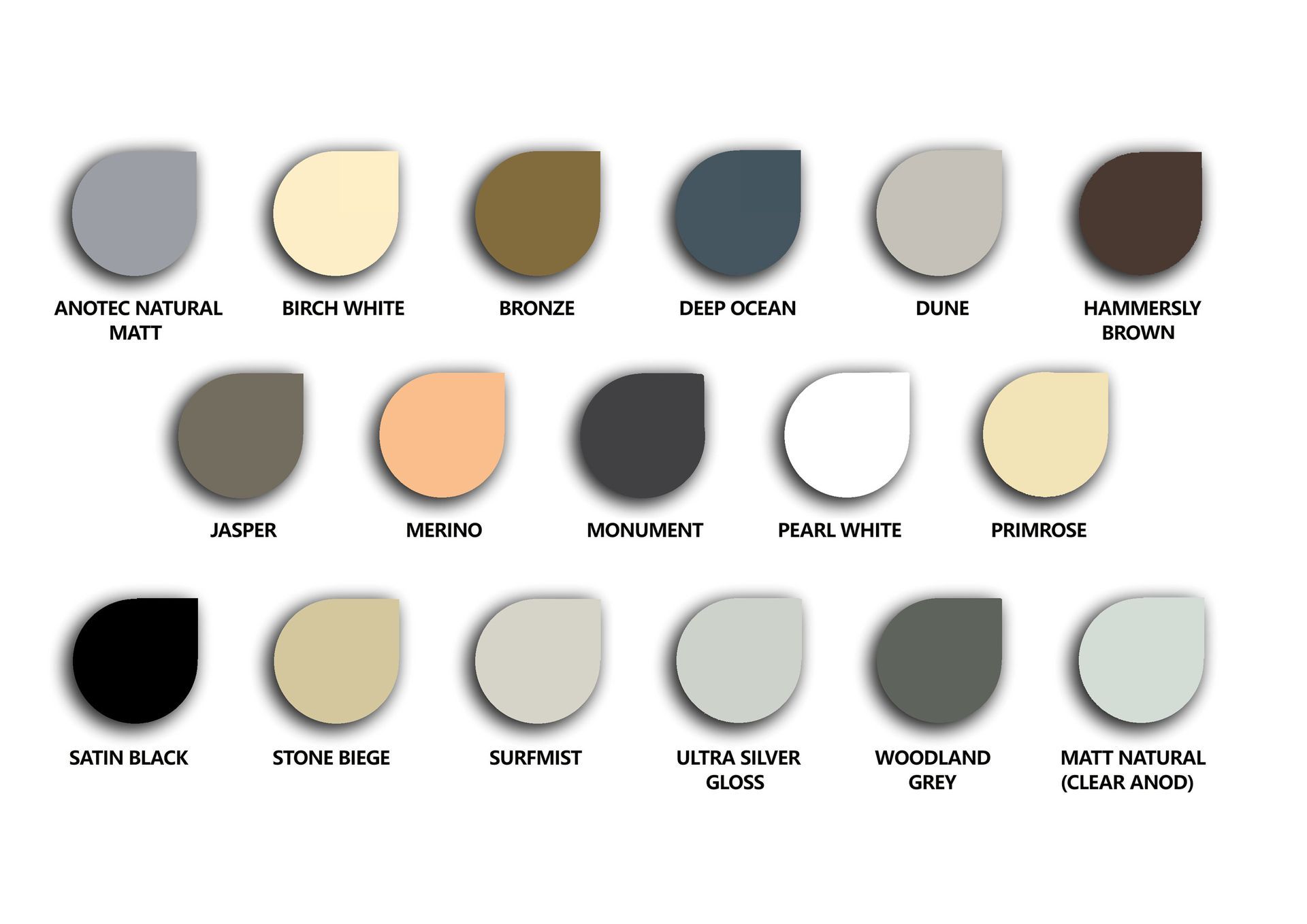 Panther security door colour range swatches
