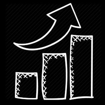 A hand drawn graph with an arrow pointing up.