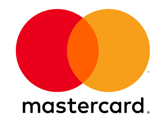 The mastercard logo is a red and orange circle.