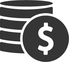 A stack of coins with a dollar sign in the middle.