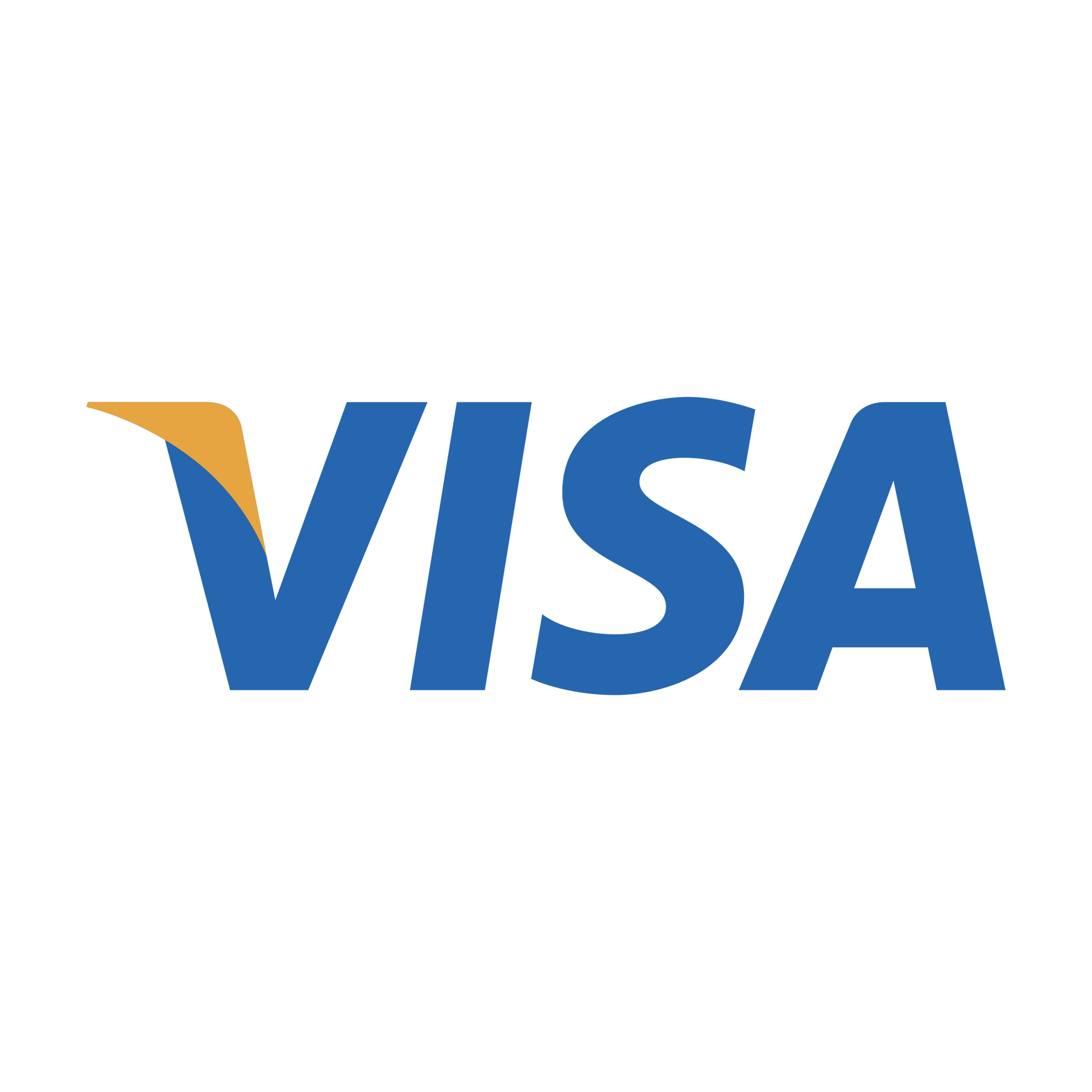 A blue and yellow visa logo on a white background.