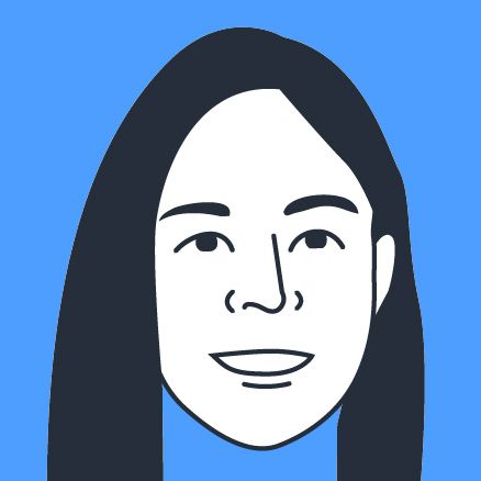A cartoon drawing of a woman 's face with long hair.