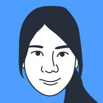 A cartoon drawing of a woman 's face with long hair.