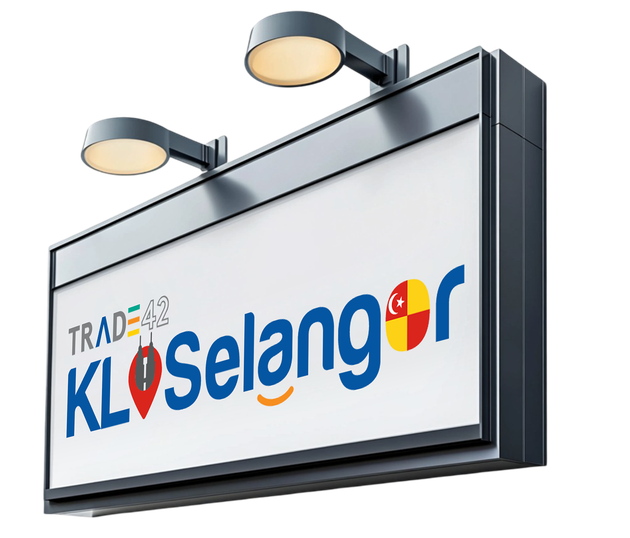 A sign that says trade 42 selangor on it