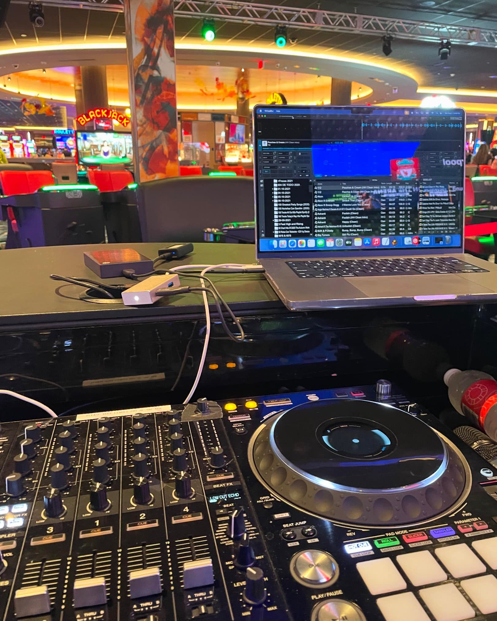 DJ Justin Donnelly setting up equipment for a party