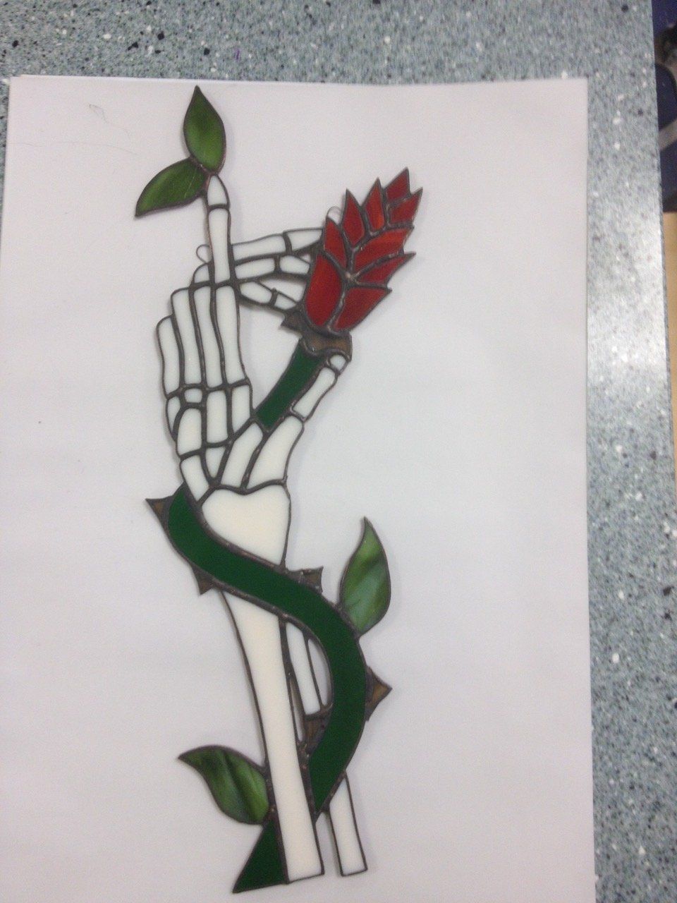 Red and green stained glass design
