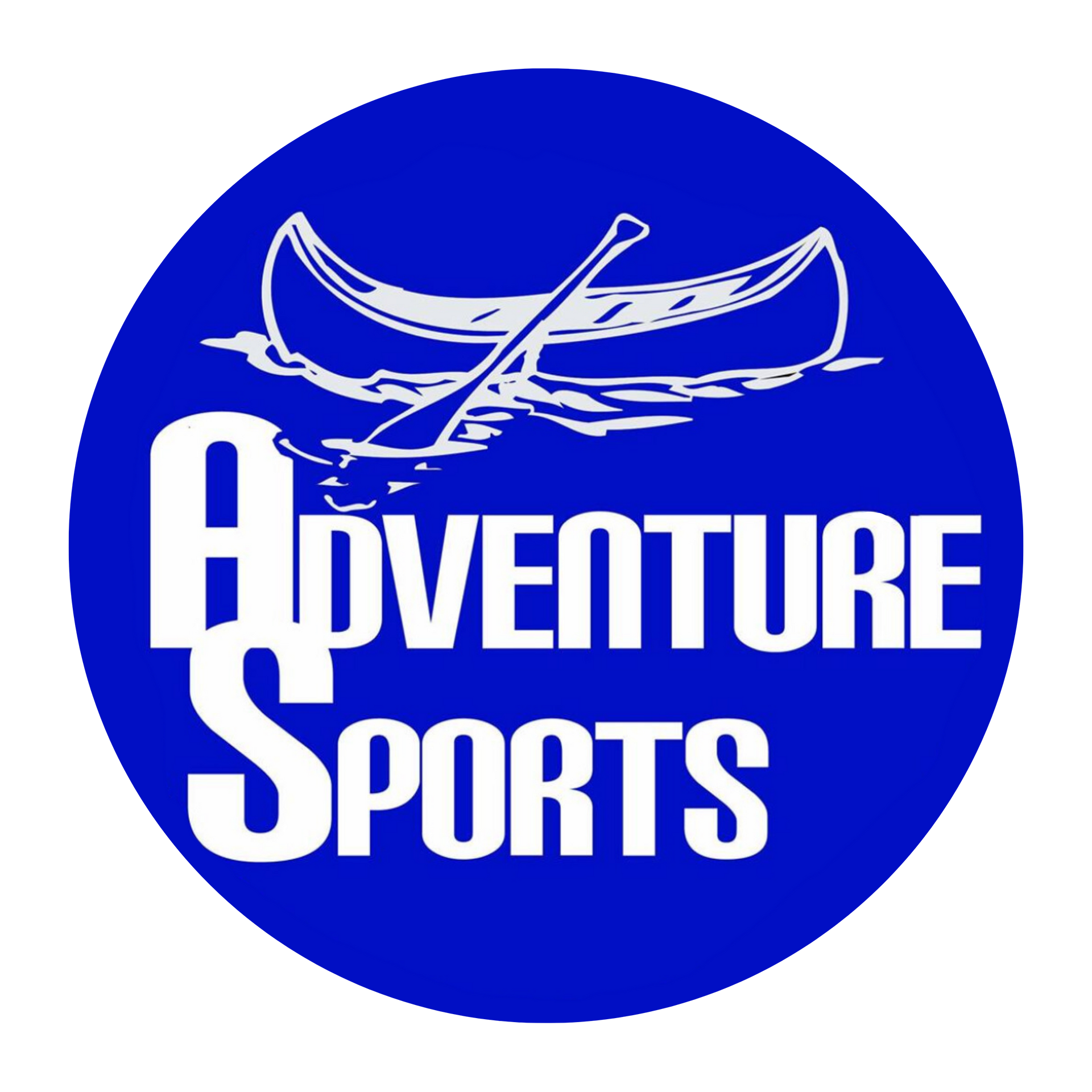 The blue logo for adventure sports with white text