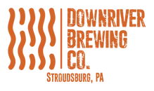 A logo for downriver brewing co. in stroudsburg pa near adventure sports