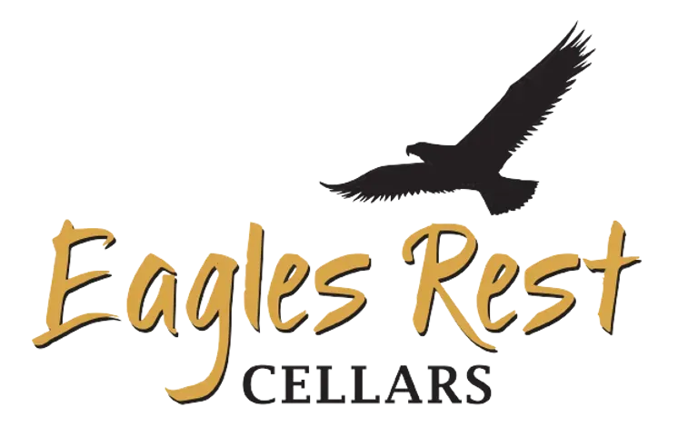A logo for eagles rest cellars with an eagle flying over it near adventure sports