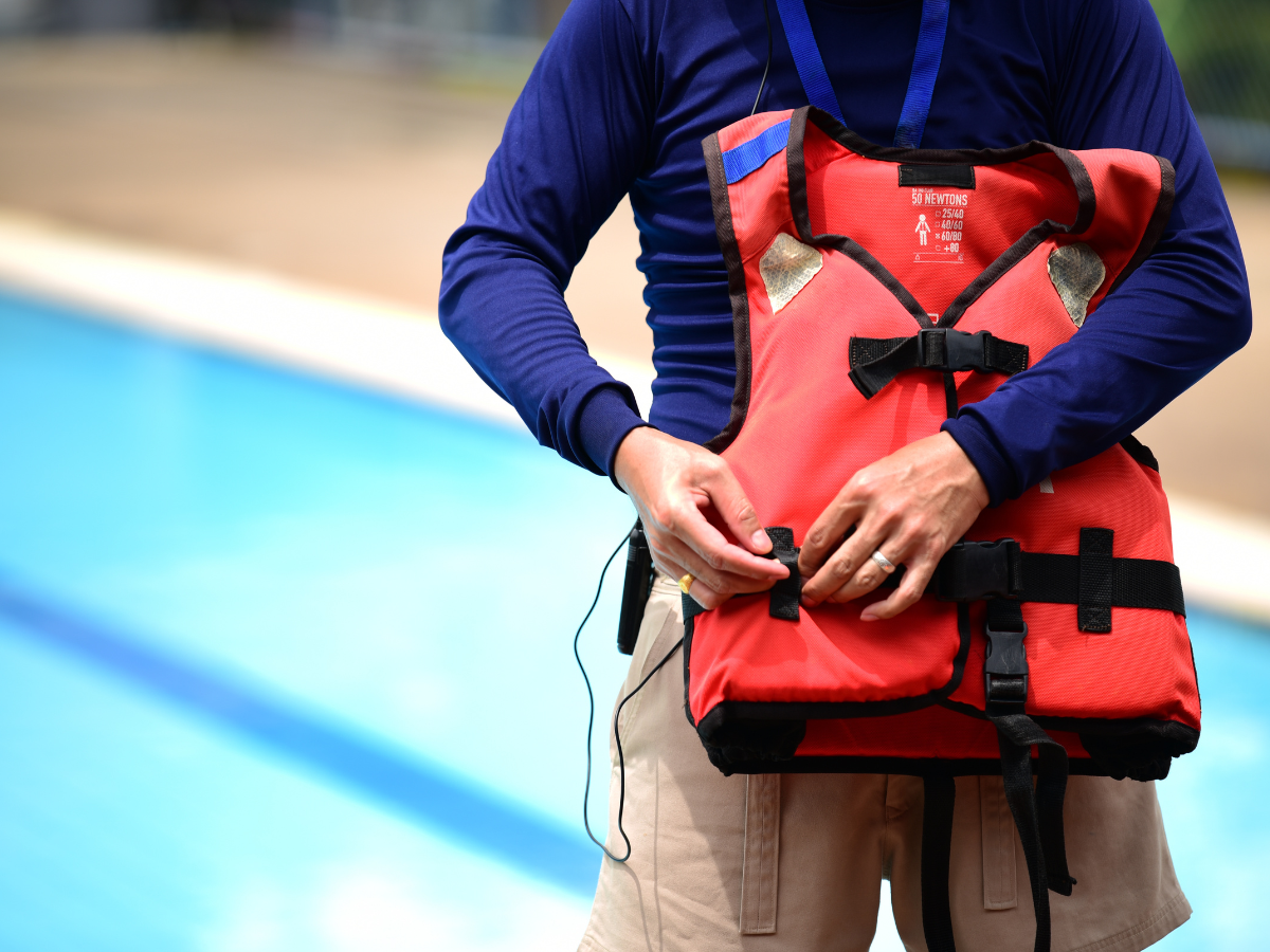 A life jacket being fastened A life jacket being fastened
