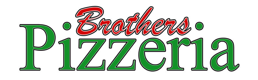 The logo for brothers pizzeria is red and green on a white background near adventure sports