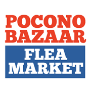 The logo for the pocono bazaar flea market near adventure sports