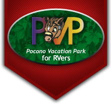 The logo for pocono vacation park for rvers near adventure sports