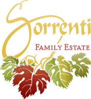 A logo for sorrenti family estate with grapes and leaves near adventure sports