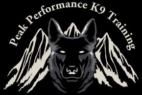 a black and white logo for peak performance k9 training