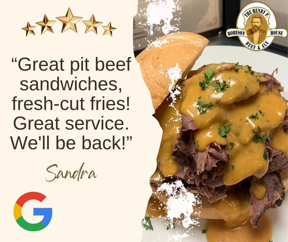 A picture of a sandwich with a review from sandra