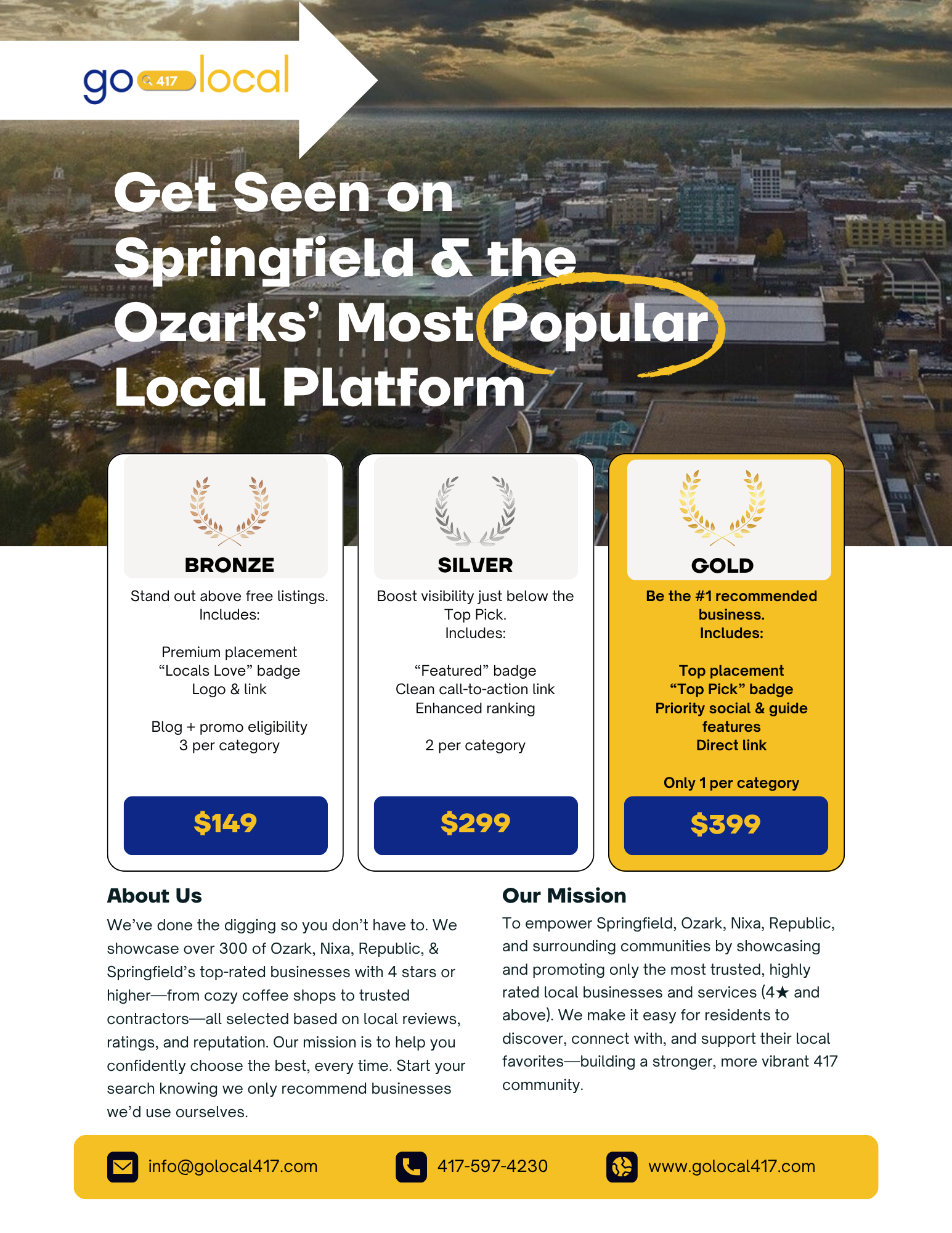 pricing sheet | Advertising with springfield's top local guide 