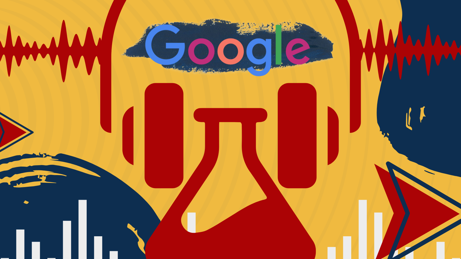 A google logo with a beaker and a wave.
