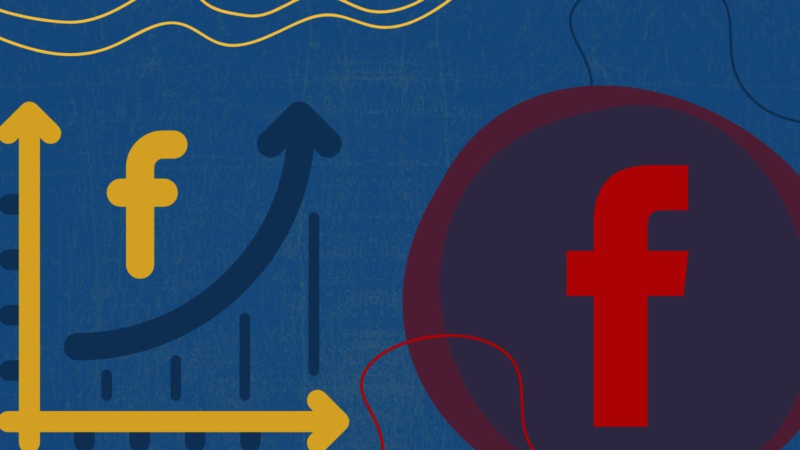 facebook marketing techniques An illustration of a graph and a facebook logo on a blue background.
