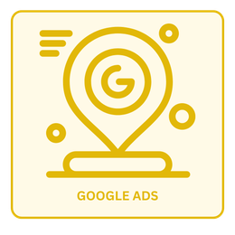 A google ads icon with a map pin and a g in a circle.