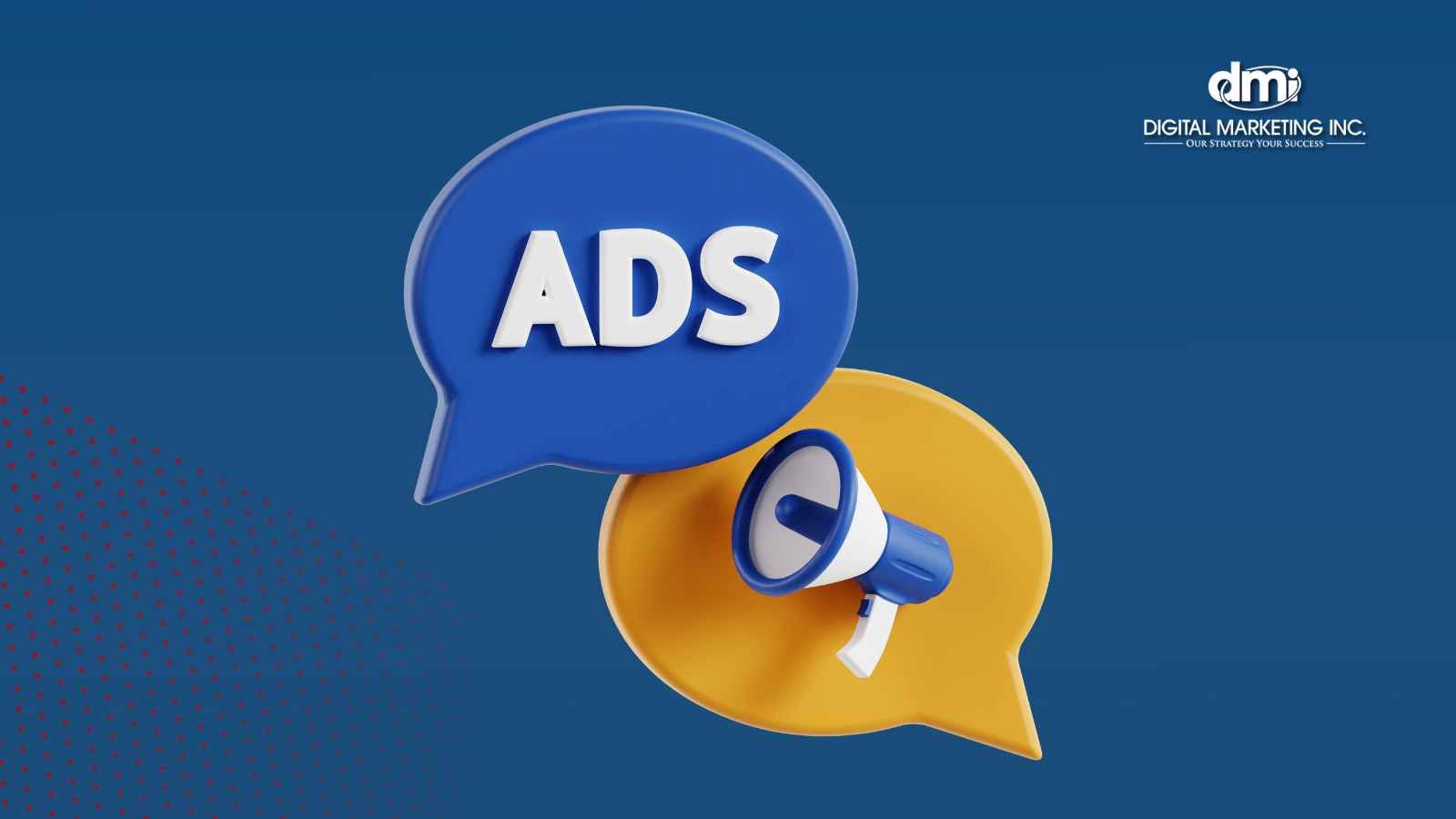 A blue and yellow speech bubble with the word ads on it.