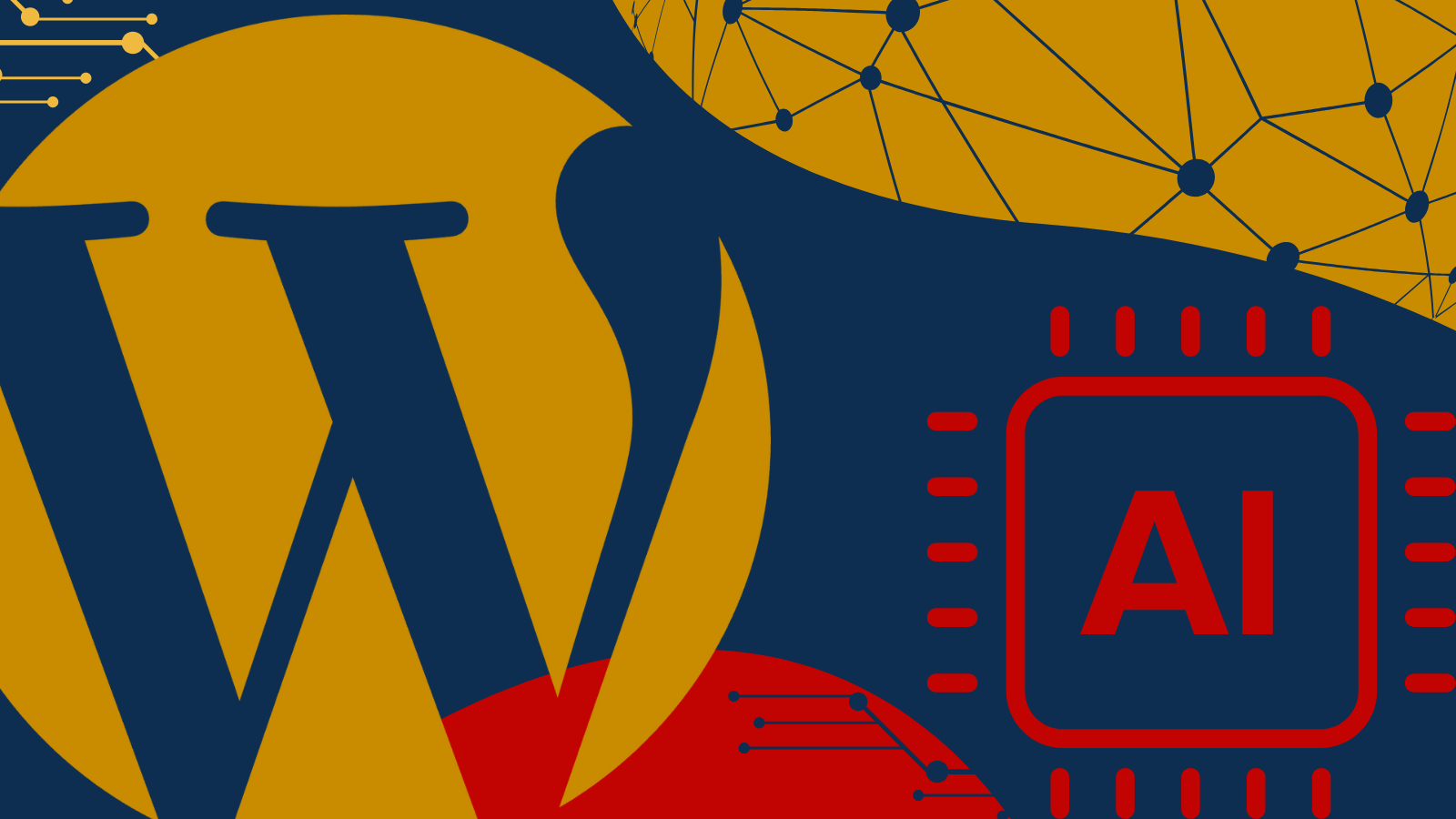 A logo for WordPress and a logo for ai on a blue background.