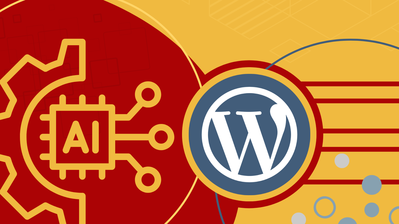 A picture of an ai and a wordpress logo on a yellow background.