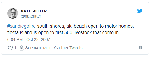 A tweet from nate ritter says that fiesta island is open to first 500 livestock that come in.