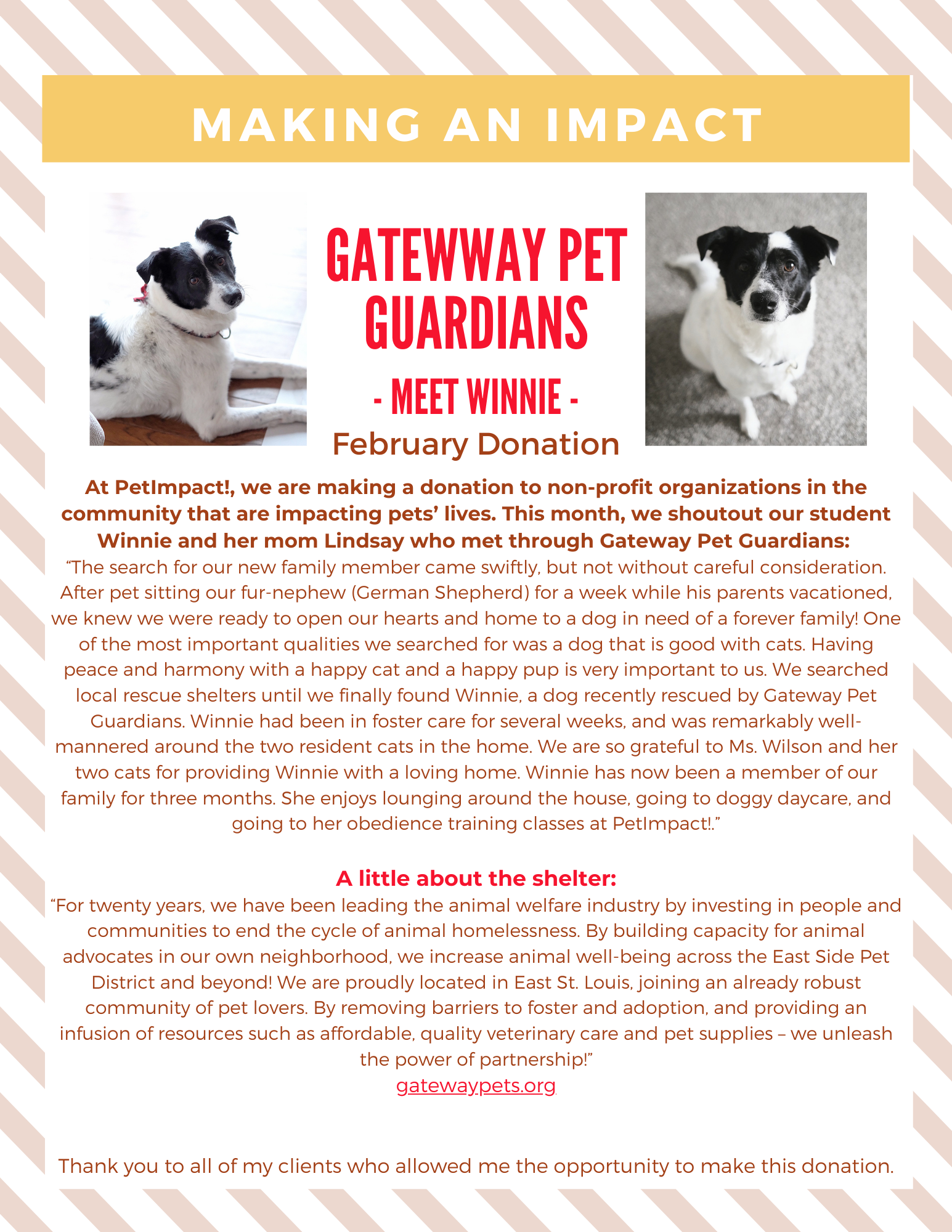 February 2025 Donations — St. Louis, MO — PetImpact! Dog Training