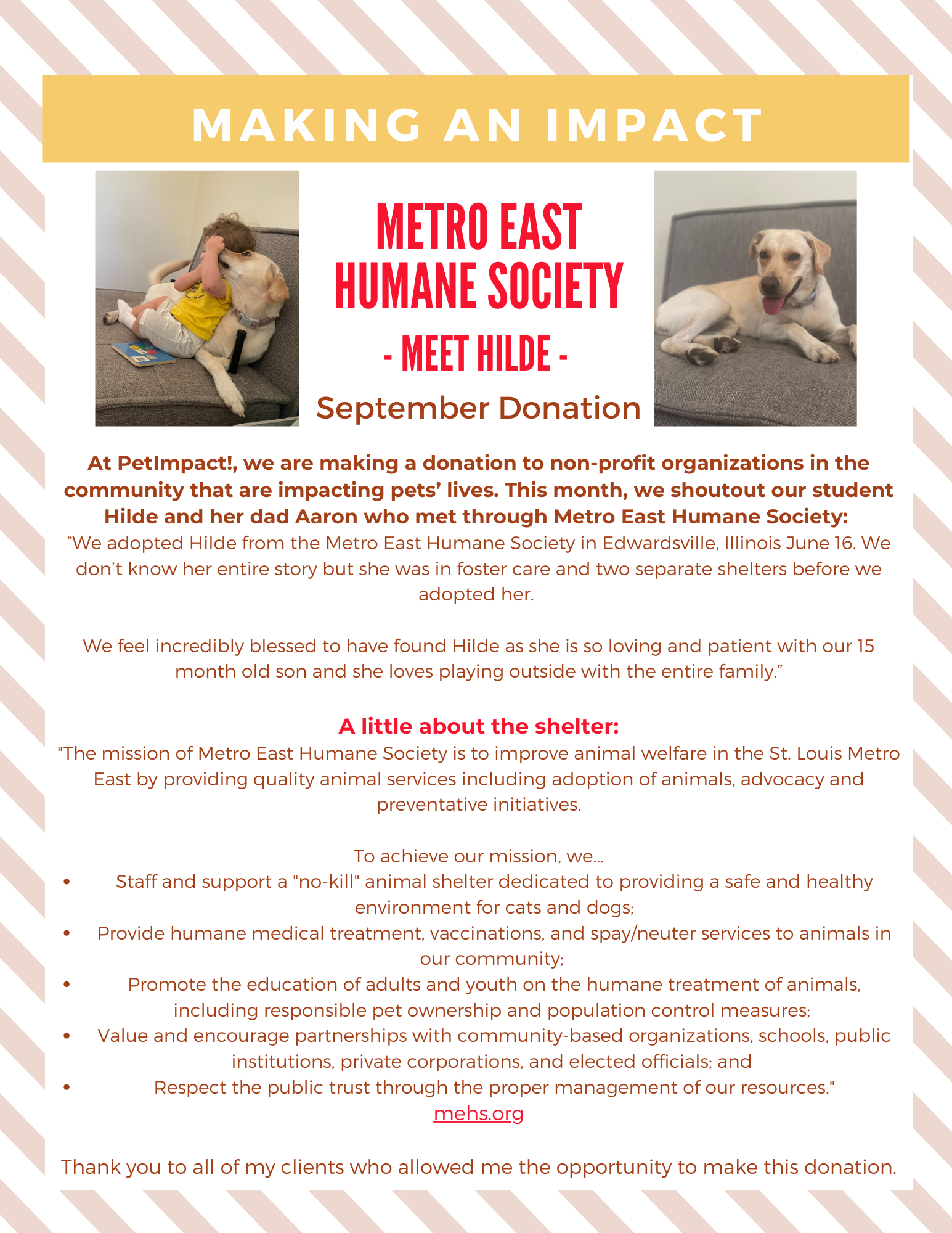 September 2024 Donations — St. Louis, MO — PetImpact! Dog Training