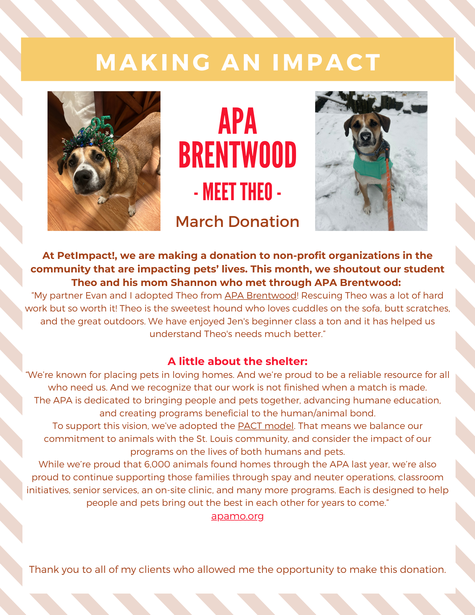 March 2025 Donations — St. Louis, MO — PetImpact! Dog Training