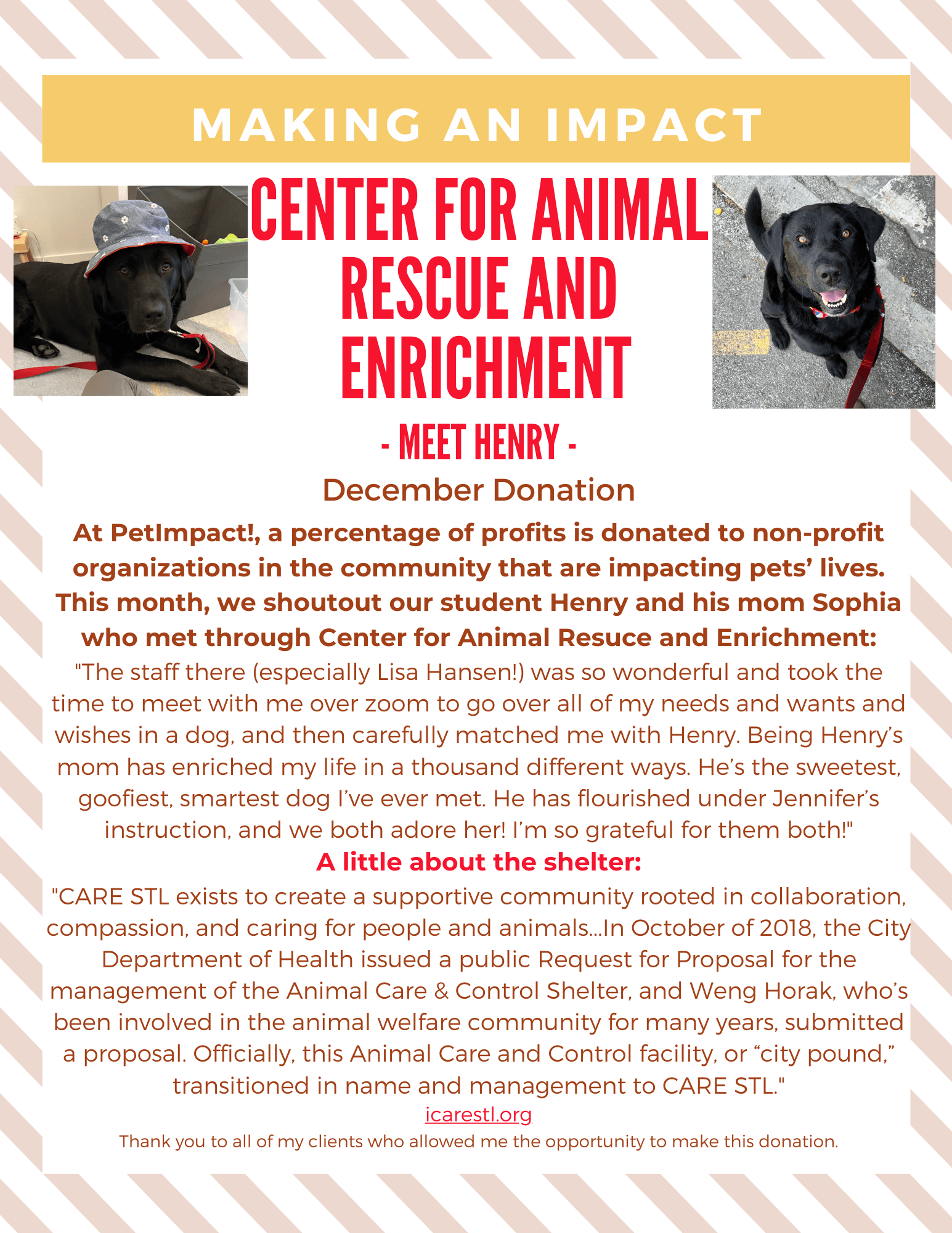 December 2022 Donations — St. Louis, MO — PetImpact! Dog Training