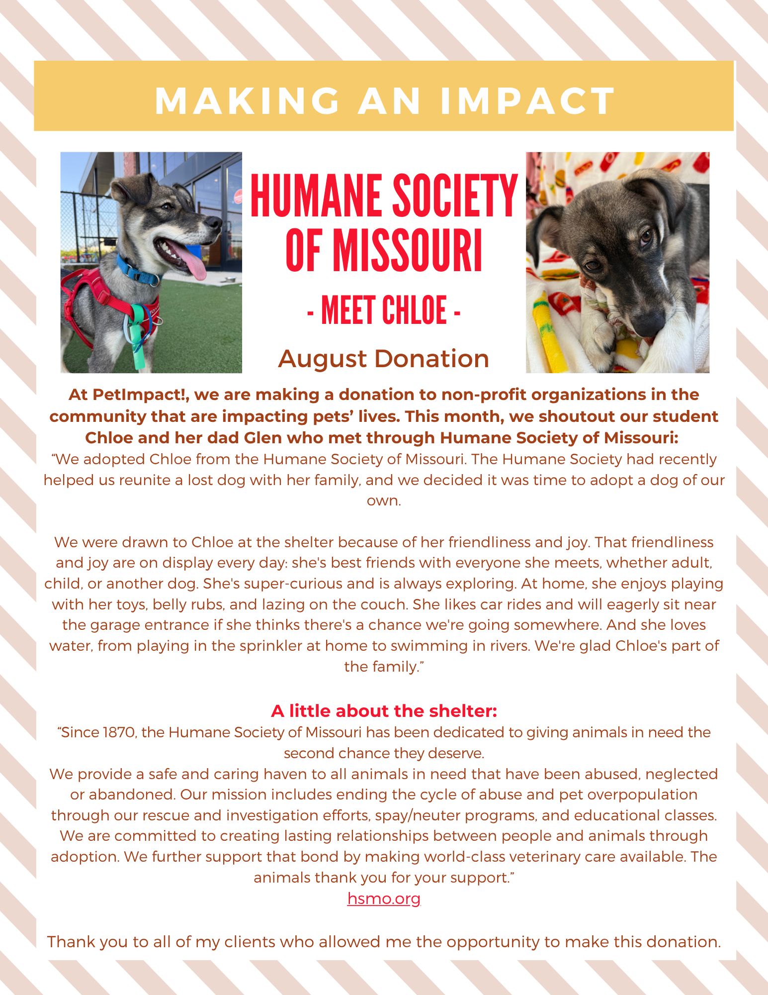 June 2025 Donations — St. Louis, MO — PetImpact! Dog Training