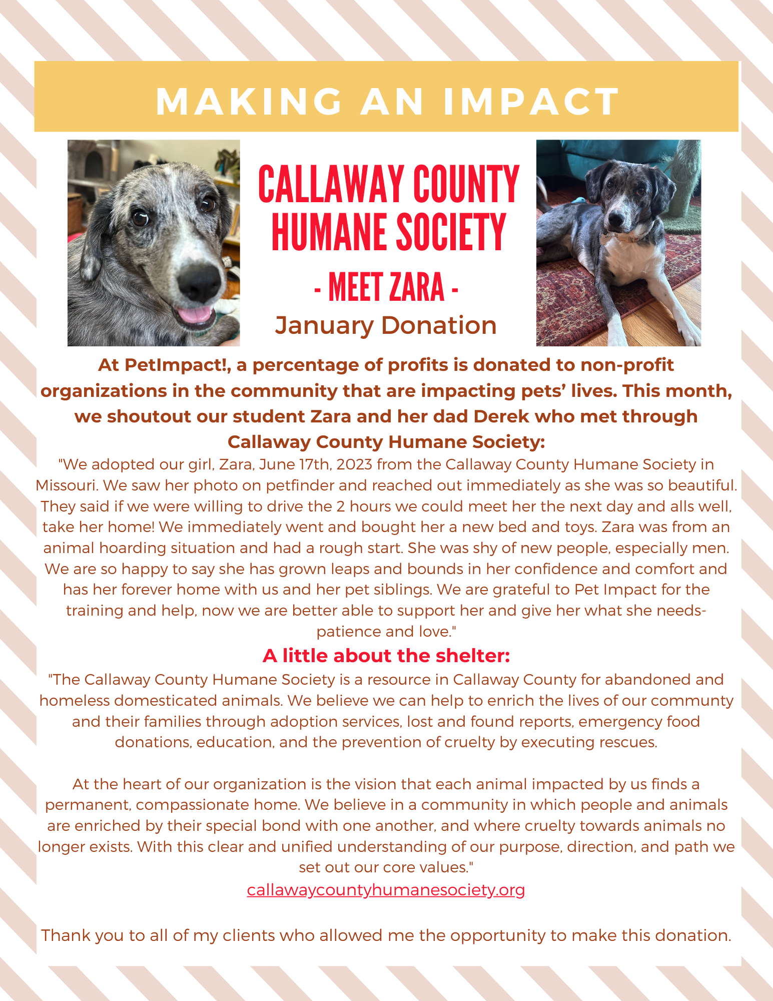 January 2024 Donations — St. Louis, MO — PetImpact! Dog Training