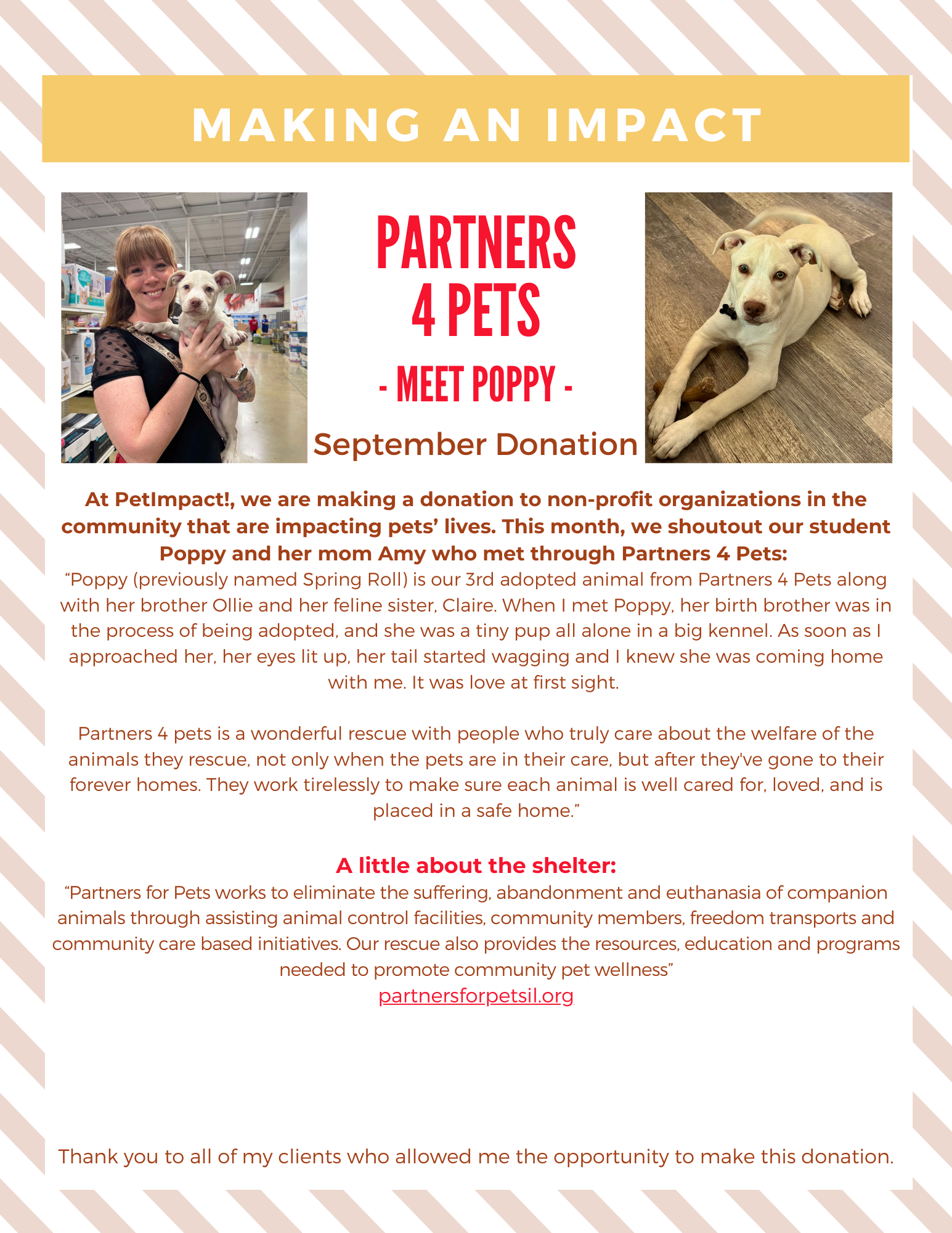 September 2025 Donations — St. Louis, MO — PetImpact! Dog Training