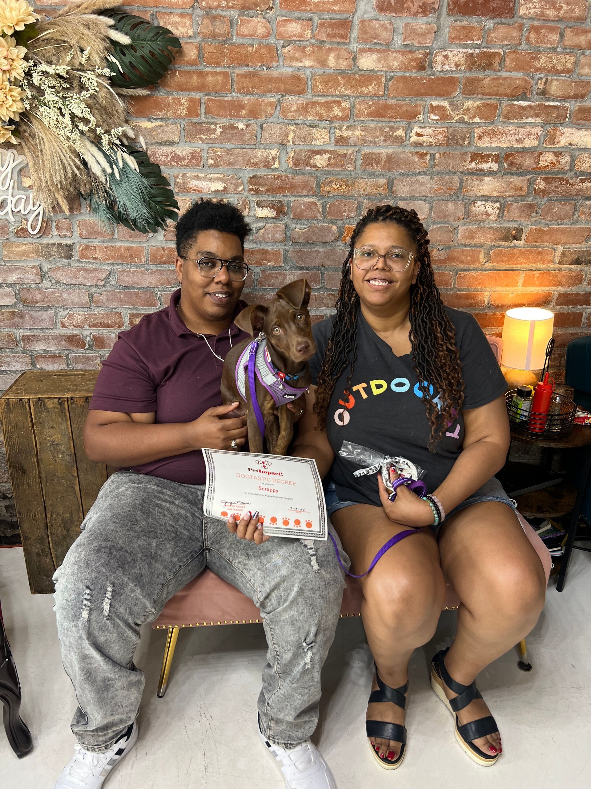 Dog Owners Are Sitting on a Couch with a Dog — St. Louis, MO — PetImpact!