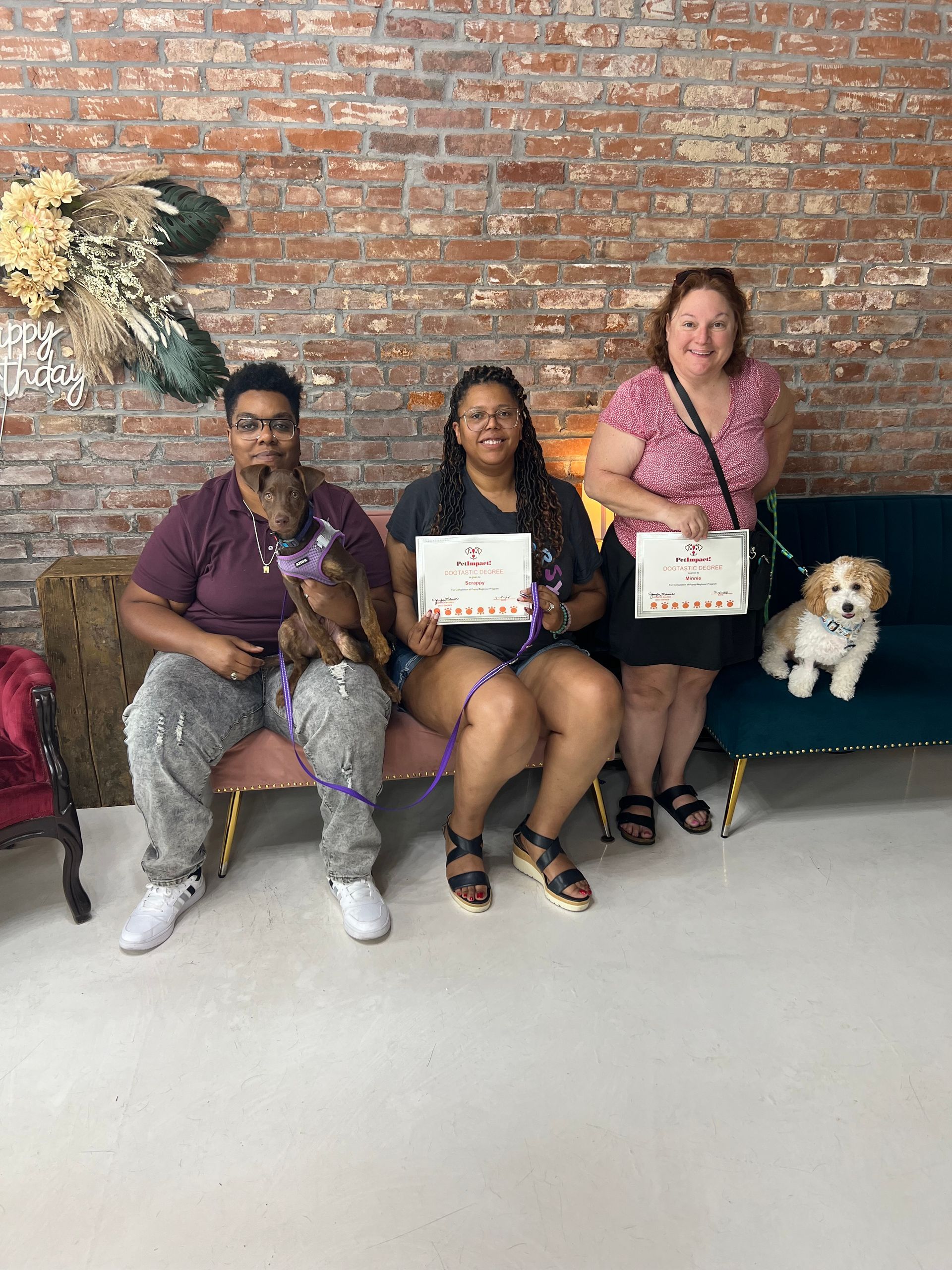 Owners with their Dogs and Holding Certificates — St. Louis, MO — PetImpact!