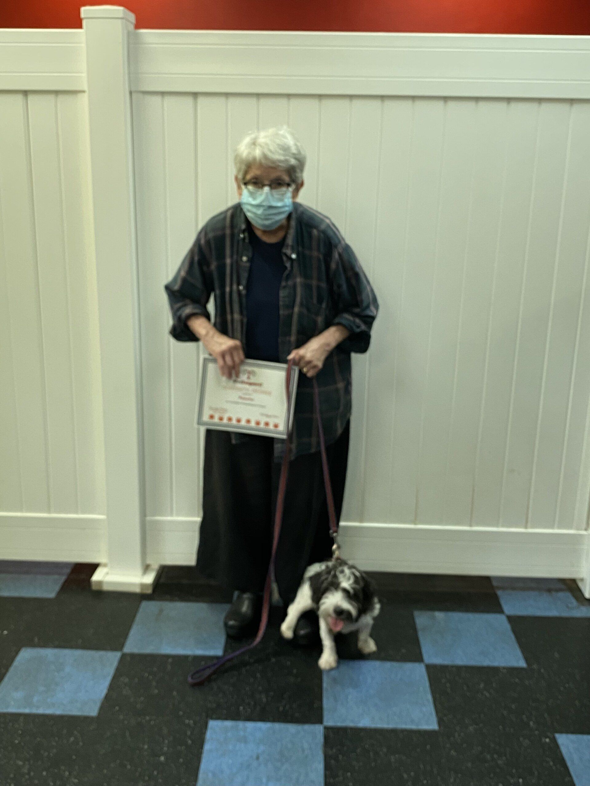 Grandma With  Certificate and Dog — St. Louis, MO — PetImpact!