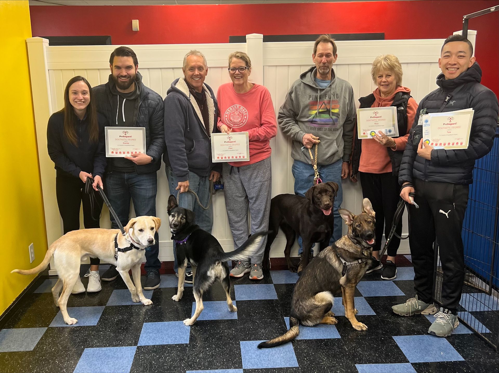 Newly Graduated Dogs with Certificate — St. Louis, MO — PetImpact! Dog Training