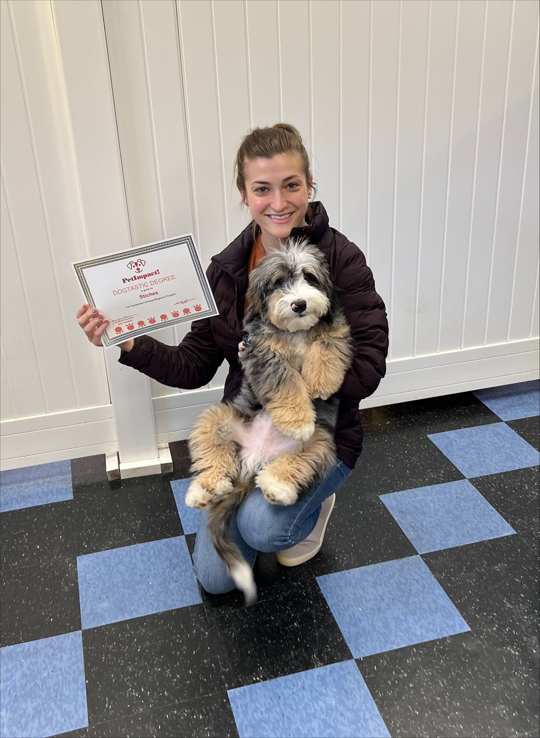 Owner With Her Black & White Dog — St. Louis, MO — PetImpact! Dog Training