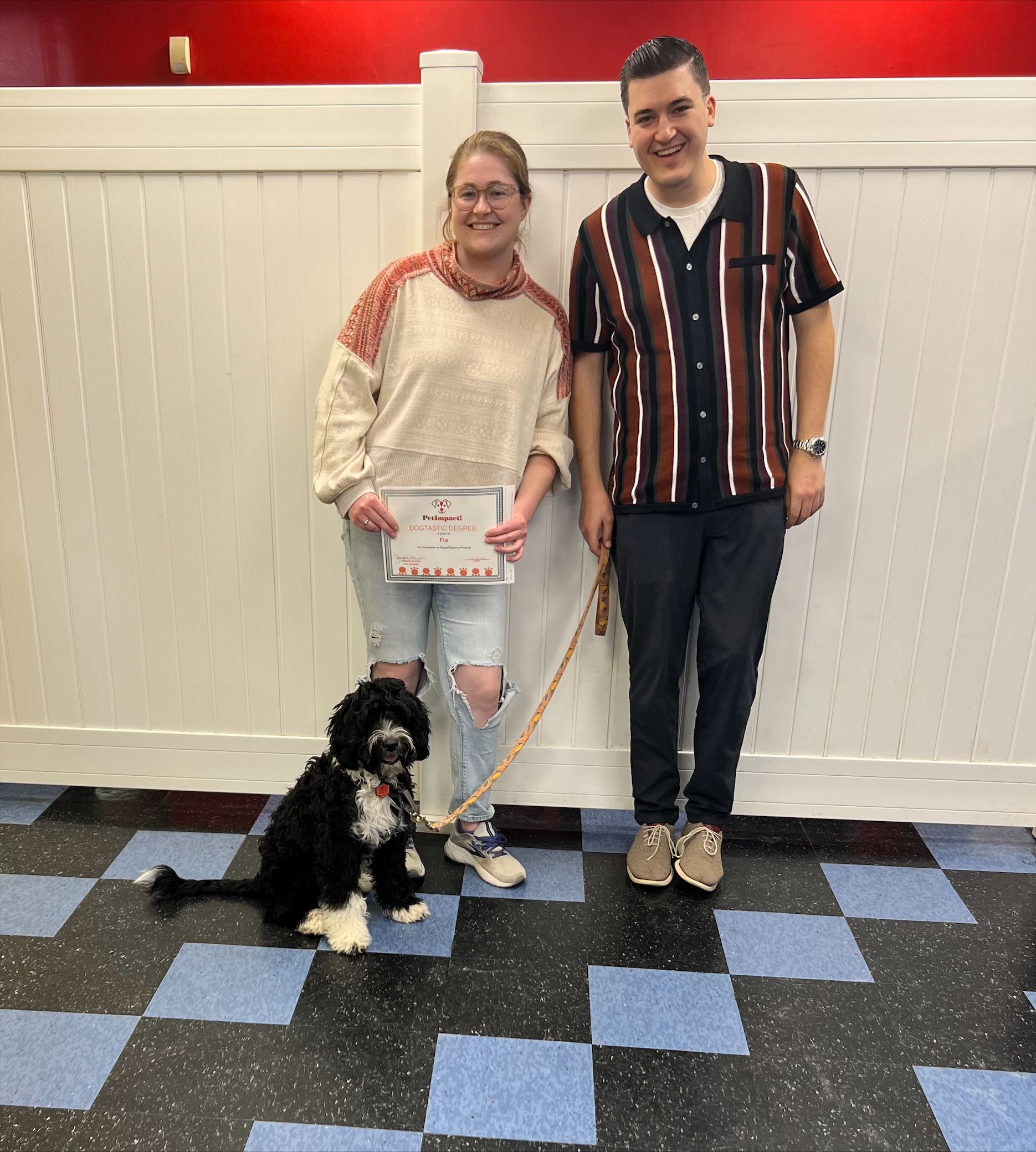 A lady and a lad with their adorable dog — St. Louis, Mo — Petimpact!