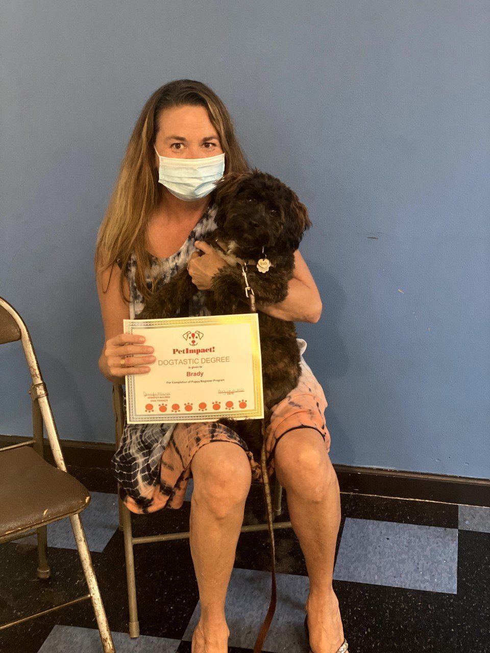 Dog Brady With Its Lady Owner Holding Certificate — St. Louis, MO — PetImpact!