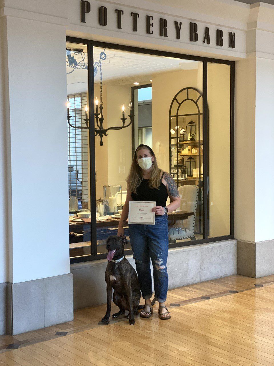 Dog Hank With Its Lady Owner Holding Certificate — St. Louis, MO — PetImpact!